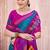 teal blue pochampally silk blend saree with contrast geometric pallu and border
