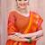 yellow pochampally silk blend saree with contrast geometric pallu and border