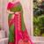 mehendi green pochampally silk blend saree with contrast geometric pallu and border