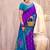 purple pochampally silk blend saree with contrast geometric pallu and border