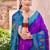 purple pochampally silk blend saree with contrast geometric pallu and border