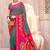 grey pochampally silk blend saree with contrast geometric pallu and border