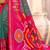 grey pochampally silk blend saree with contrast geometric pallu and border