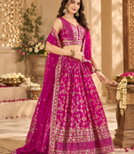 Jacquard Pink Embroidered Lehenga Choli with Dupatta