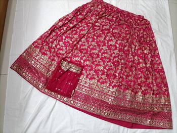 Jacquard Pink Embroidered Lehenga Choli with Dupatta 5