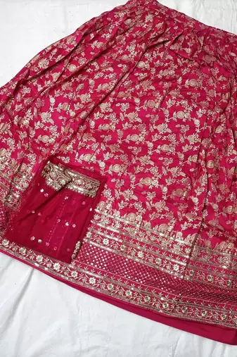 Jacquard Pink Embroidered Lehenga Choli with Dupatta
