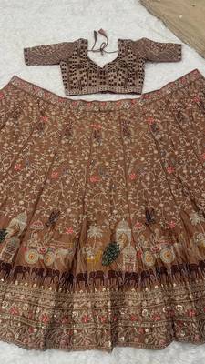 Designer Embroidered Brown Lehenga Choli with Dupatta 5