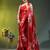 Red chinon silk saree with vibrant floral print