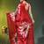 Red chinon silk saree with vibrant floral print