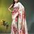 Beige chinon silk saree with vibrant floral print