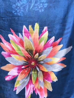Sapphire blue chinon silk saree with vibrant floral print 5
