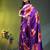 Purple chinon silk saree with vibrant floral print