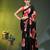 Black chinon silk saree with vibrant floral print