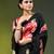 Black chinon silk saree with vibrant floral print