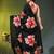 Black chinon silk saree with vibrant floral print