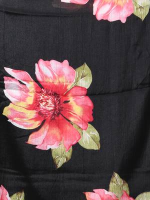 Black chinon silk saree with vibrant floral print 5