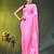 light pink mulmul cotton blend saree with lotus bloom print