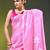 light pink mulmul cotton blend saree with lotus bloom print