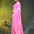 light pink mulmul cotton blend saree with lotus bloom print