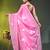 light pink mulmul cotton blend saree with lotus bloom print