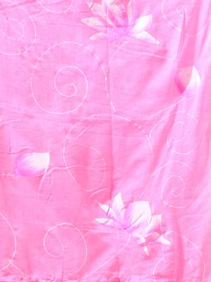 light pink mulmul cotton blend saree with lotus bloom print 5