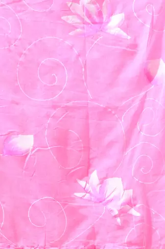 light pink mulmul cotton blend saree with lotus bloom print