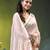 beige mulmul cotton blend saree with lotus bloom print