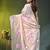 beige mulmul cotton blend saree with lotus bloom print