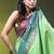 lime green mulmul cotton blend saree with ganga jamuna zari border