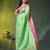 lime green mulmul cotton blend saree with ganga jamuna zari border