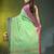 lime green mulmul cotton blend saree with ganga jamuna zari border