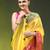yellow mulmul cotton blend saree with ganga jamuna zari border
