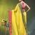 yellow mulmul cotton blend saree with ganga jamuna zari border