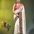 off-white mulmul cotton blend saree with ganga jamuna zari border