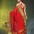 red mulmul cotton blend saree with zari work