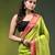 green mulmul cotton blend saree with zari work