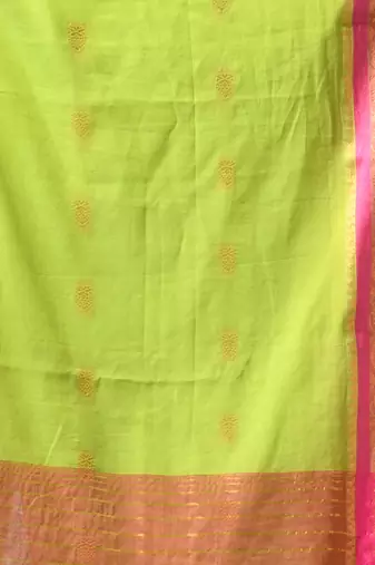 green mulmul cotton blend saree with zari work