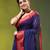 navy blue mulmul cotton blend saree with zari work