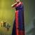 navy blue mulmul cotton blend saree with zari work
