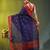 navy blue mulmul cotton blend saree with zari work