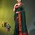 dark green mulmul cotton blend saree with zari work