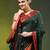 dark green mulmul cotton blend saree with zari work
