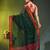 dark green mulmul cotton blend saree with zari work