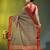 grey mulmul cotton blend saree with zari work