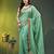 sky blue solid mulmul cotton blend saree with contrast border