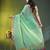 sky blue solid mulmul cotton blend saree with contrast border