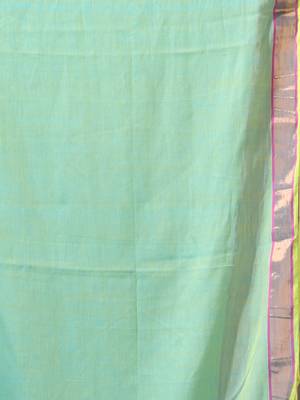 sky blue solid mulmul cotton blend saree with contrast border 5