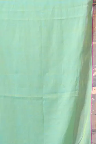 sky blue solid mulmul cotton blend saree with contrast border