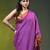 purple solid mulmul cotton blend saree with contrast border