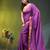 purple solid mulmul cotton blend saree with contrast border